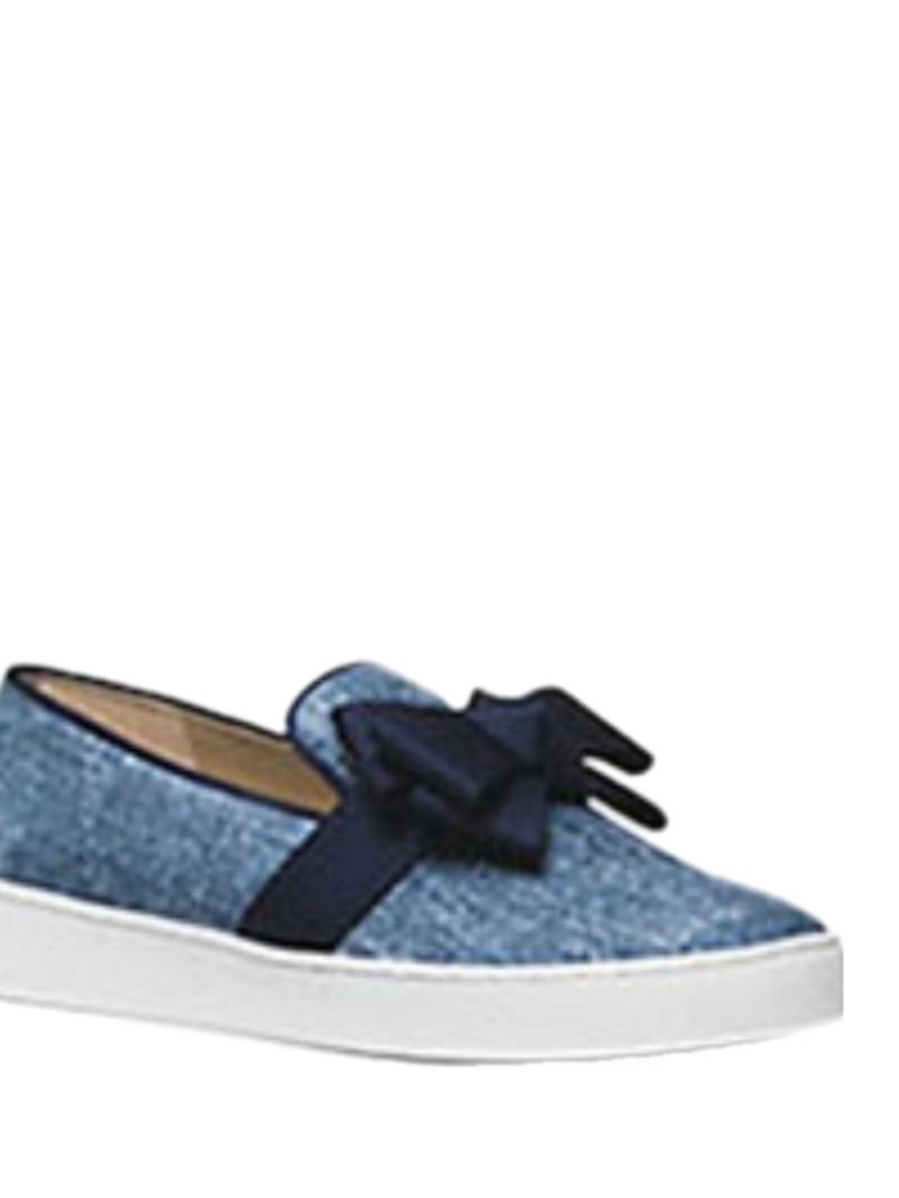 Michael Kors Val Denim  Slip-On Sneakers with Navy Bow